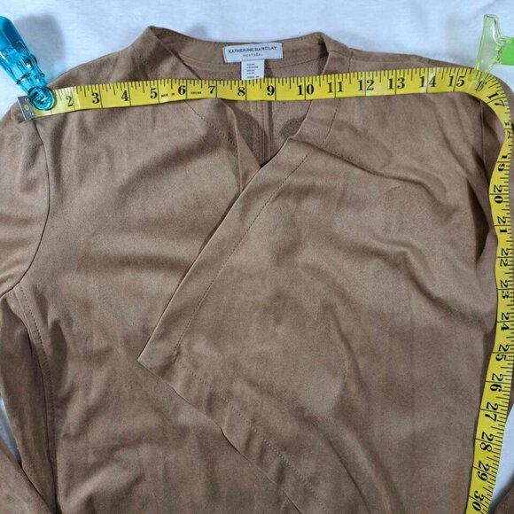 Katherine Barclay Montreal Open Cardigan Women Medium Camel‎ Microsuede - Picture 9 of 9